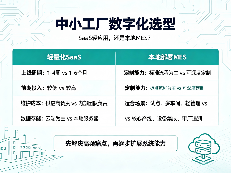 中小工厂数字化，选轻量化 SaaS 还是本地部署 MES？