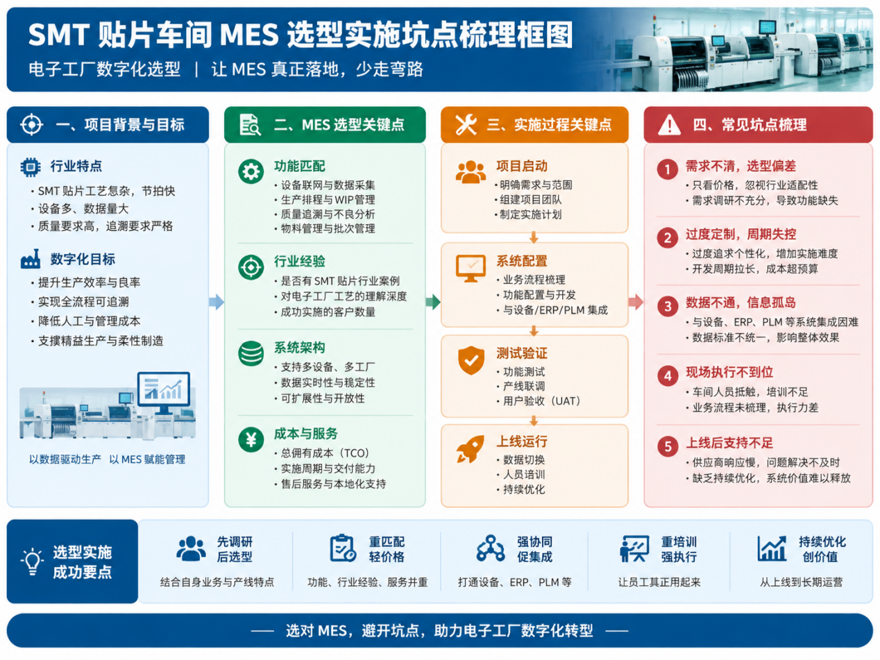 SMT车间MES系统选型实施坑点梳理框图-盈致科技SiMDA-MES
