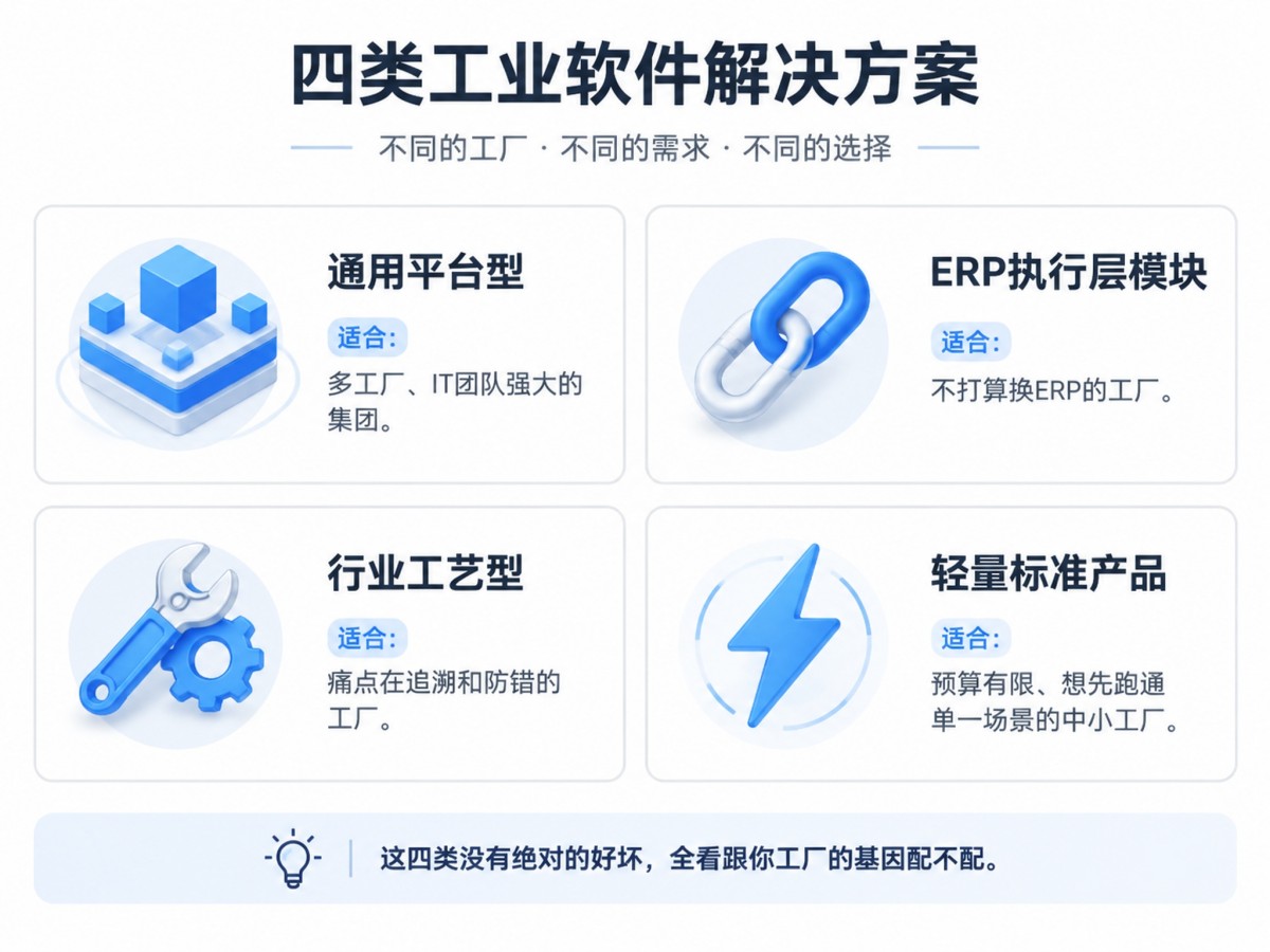 MES系统四类供应商对比-通用平台ERP模块行业工艺轻量标准-盈致科技SiMDA-MES